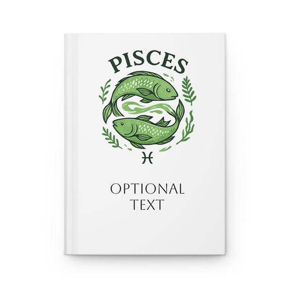 Customizable Pisces Zodiac Crest Hardcover Journal | Zodiac Notebook