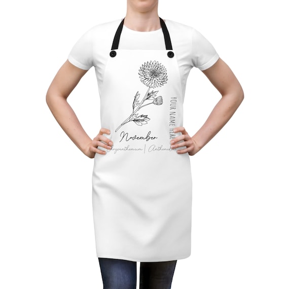 November Birth Flower - Chrysanthemum - CUSTOMIZABLE - Apron (AOP)