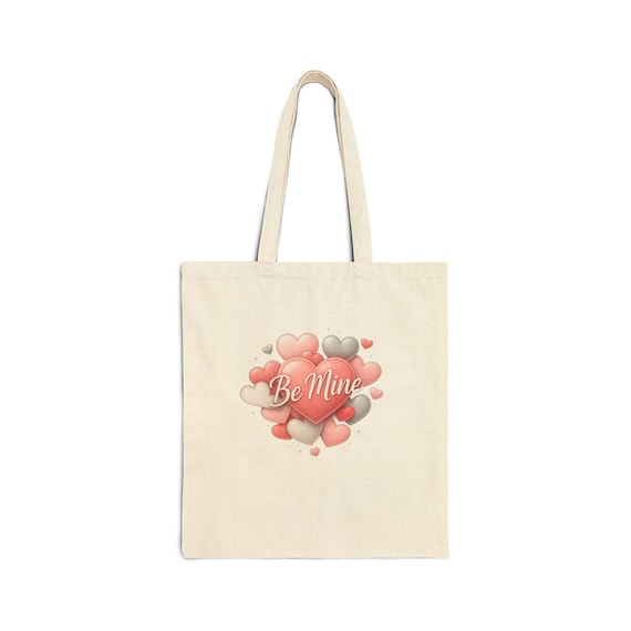 Be Mine Heart Valentines Tote Bag | Cotton Canvas