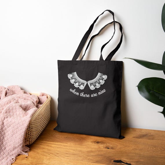 RBG Quote "When There Are Nine" Lace Dissent Collar Illustration Tote Bag