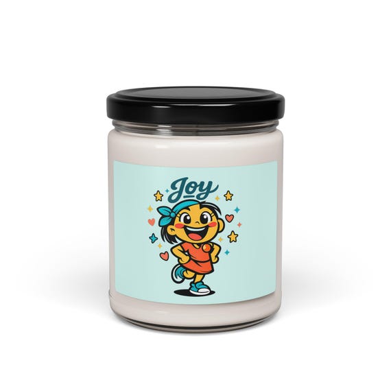 Joy Kawaii Cartoon Candle | Scented Soy Candle, 9oz, Thick Outline Emoji Mood