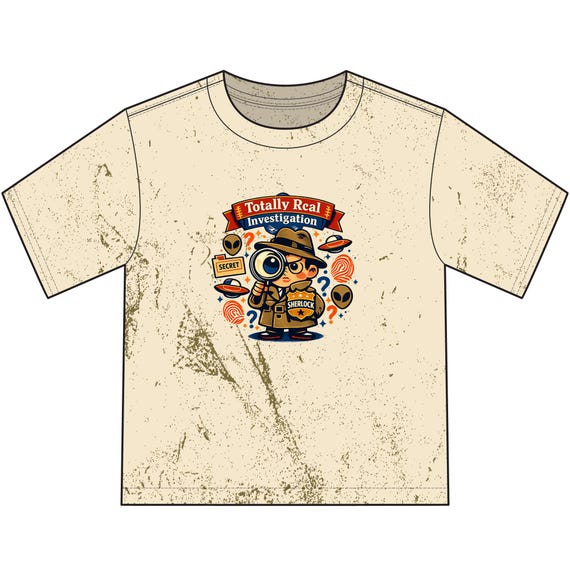 Totally Real Investigator Kids T-Shirt | Detective Magnifying Glass Design