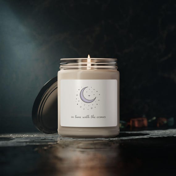 Moon Phase Minimalist Candle | Scented Soy Candle, 9oz | Celestial Constellation Design