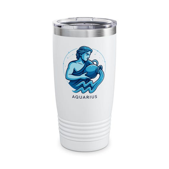 Aquarius Zodiac Monogram Tumbler | 20oz Stainless Travel Mug