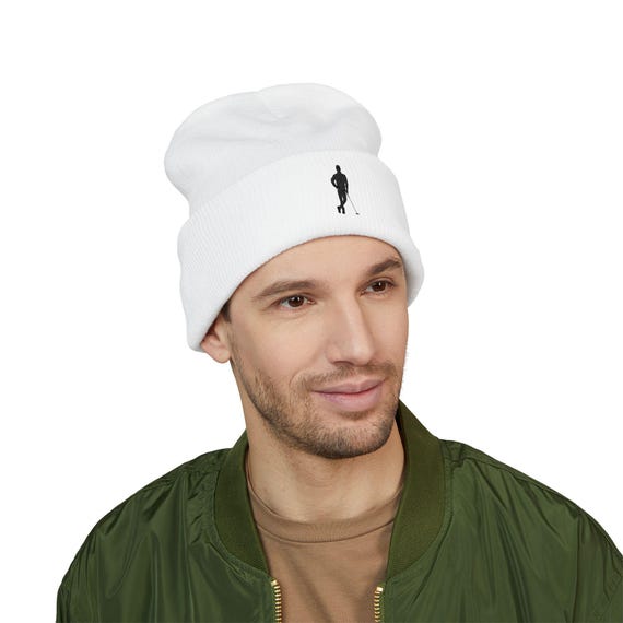 Green Lean Golfer Player Beanie | Embroidered Cuffed Knit Cap