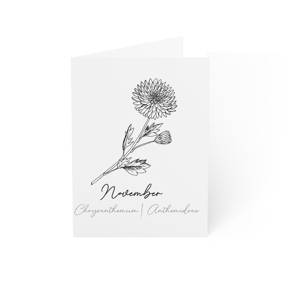 November Birth Flower - Chrysanthemum - Greeting Cards (1, 10, 30, and 50pcs)