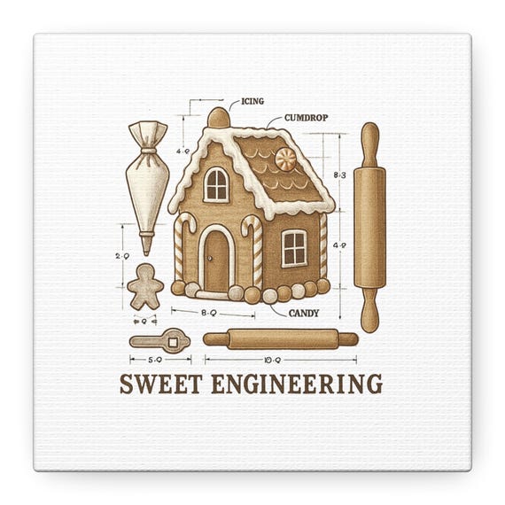 Gingerbread House Blueprint Canvas | Sweet Engineering Matte Canvas
