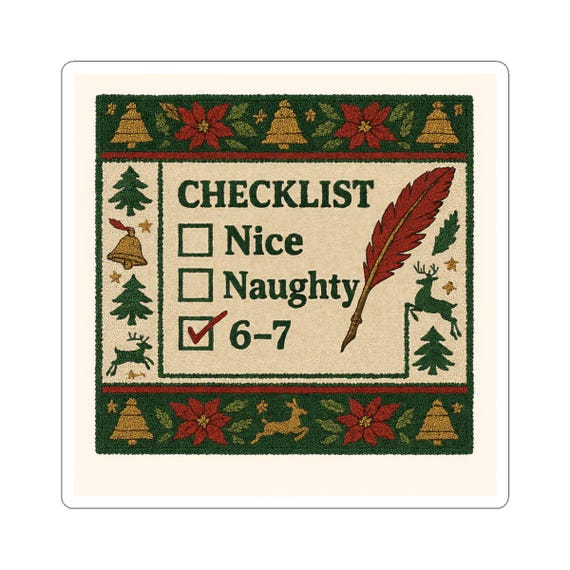 Santa Nice Naughty 6 7 Checklist Kiss-Cut Sticker | Holiday Puzzle Sticker Sheet