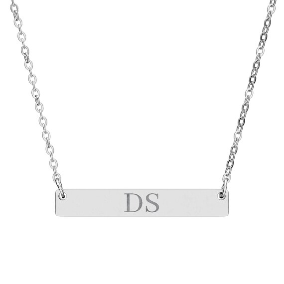 Engraved Defensive Specialist 'DS' Bar Necklace | Horizontal Name Plate Necklace