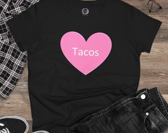 Camiseta Taco Hearts / Camiseta de algodón de peso medio para mujer Taco Love
