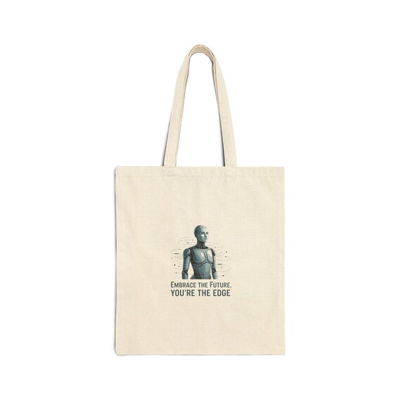 Retro Robot Bust Embrace the Future tote bag | Vintage mannequin graphic