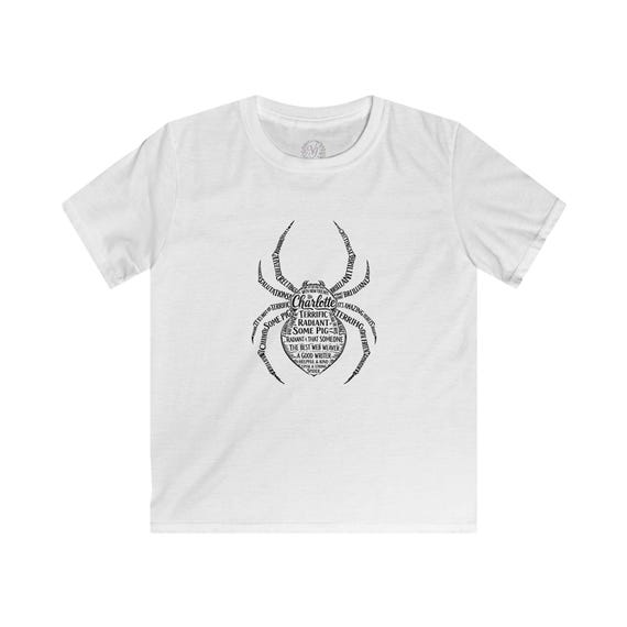 Charlotte Word Art Spider Kids Tee | Literary typography design