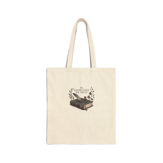 In Knowledge We Trust Tote Bag | Book Illustration, Vintage Study Design