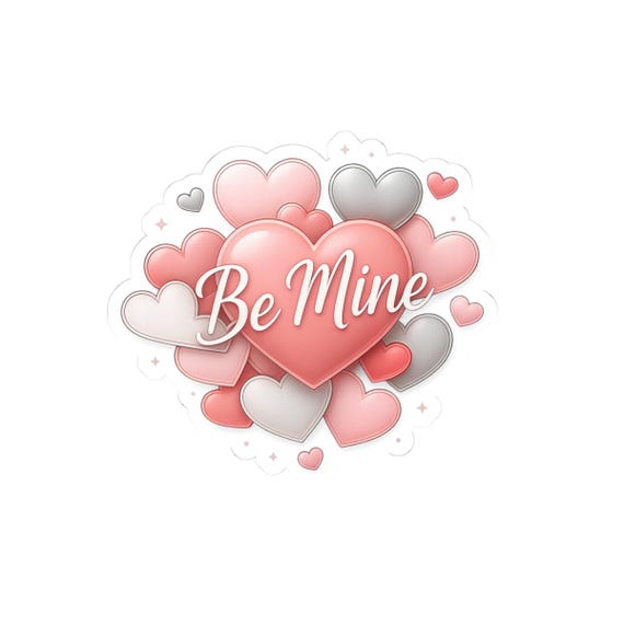Be Mine Valentine Heart Kiss-Cut Stickers | Sticker Sheet