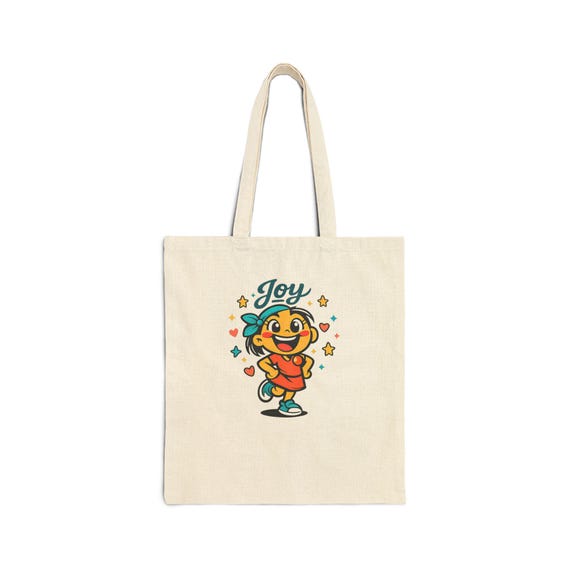 Joy Blob Cartoon Tote | kawaii minimal, thick outline emoji mood face