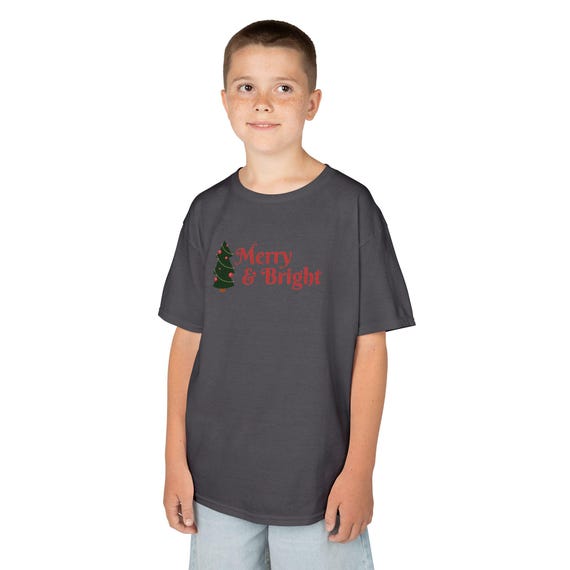 Merry and Bright Festive Cute Holiday Shirt, Christmas Gift for Children, Toddler Party Apparel, Winter Wardrobe Essential