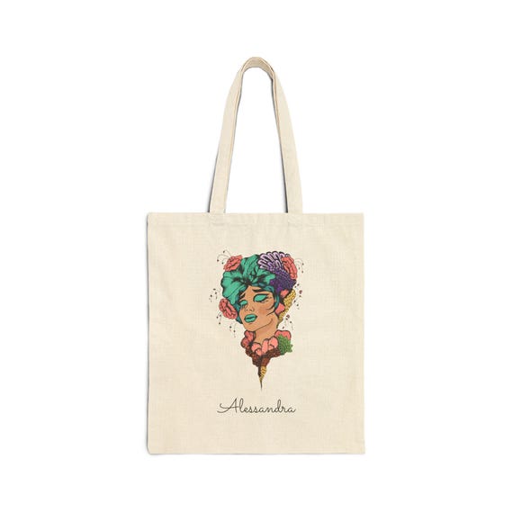 Personalizable Trendy Floral Tote Bag | Cotton Canvas Tote