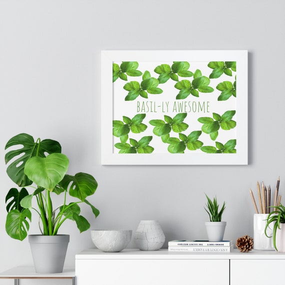 Basil-ly Awesome - Funny Herb Humor - Kitchen Framed Horizontal Poster