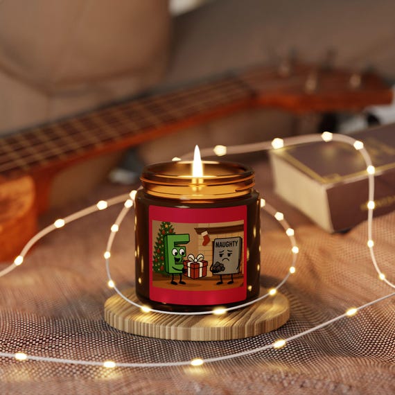 Good E & Naughty Holiday Humor Candle Scented Soy Candle | Amber Jar