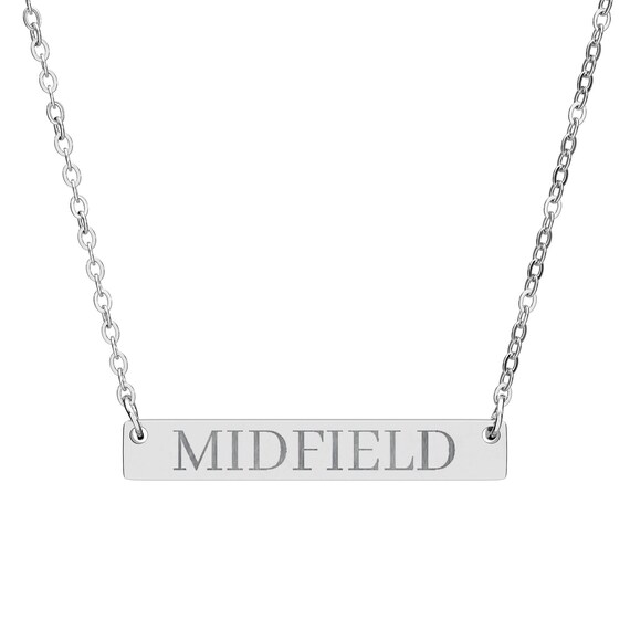 Engraved 'MIDFIELD' Bar Necklace | Horizontal Name Plate Necklace