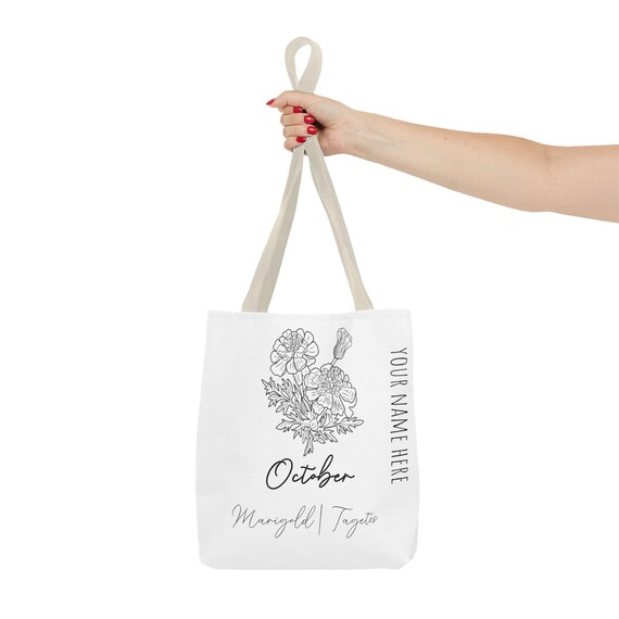 October Birth Flower - Marigold - CUSTOMIZABLE Tote Bag (AOP) - Etsy