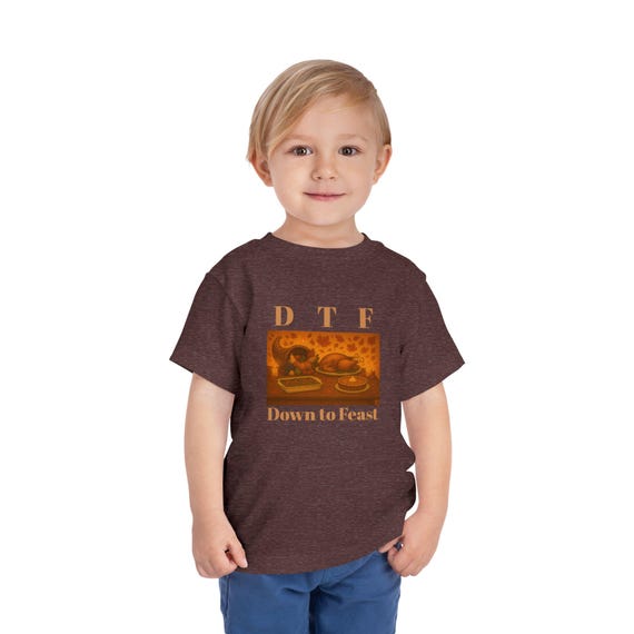DTF Down to Feast Toddler Tee | Thanksgiving Turkey Pilgrim Dinner Shirt