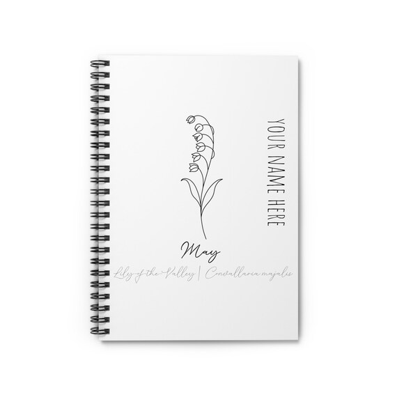 May Birth Flower - Lily-of-the-Valley - CUSTOMIZABLE Spiral Notebook - Ruled Line