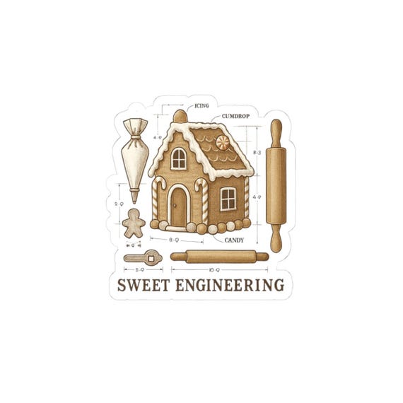 Gingerbread House Blueprint Kiss-Cut Stickers | Sweet Engineering Sticker