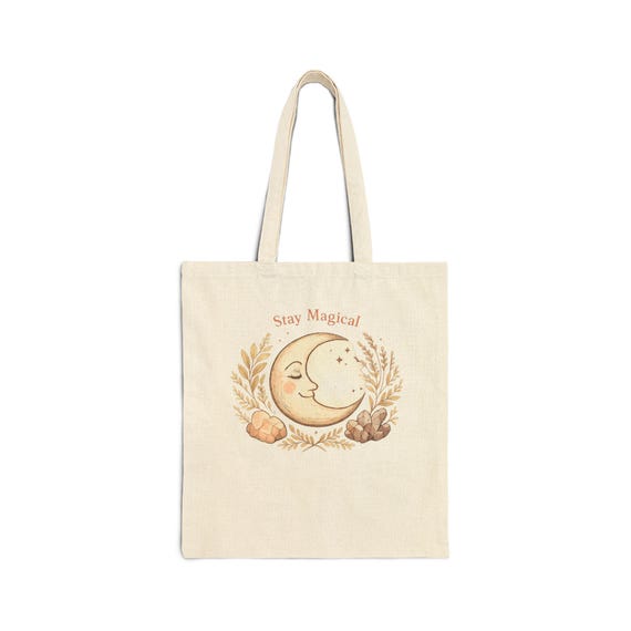 Moon Phase Moon Tote | witchcore, herblore mystic canvas
