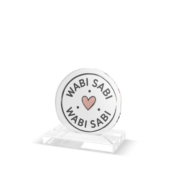 Wabi Sabi Heart Custom Cut Standee | Acrylic Desk Stand, Minimal Zen Decor