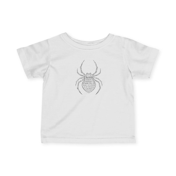 Charlotte Spider Word Art Infant Tee | Baby Literary Spider Graphic