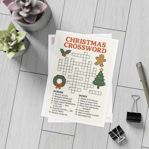 Christmas Crossword Postcard Bundles (envelopes not included)