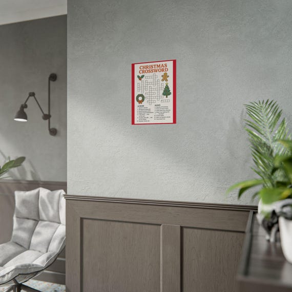 Christmas Crossword Rolled Poster | Holiday Puzzle Wall Art