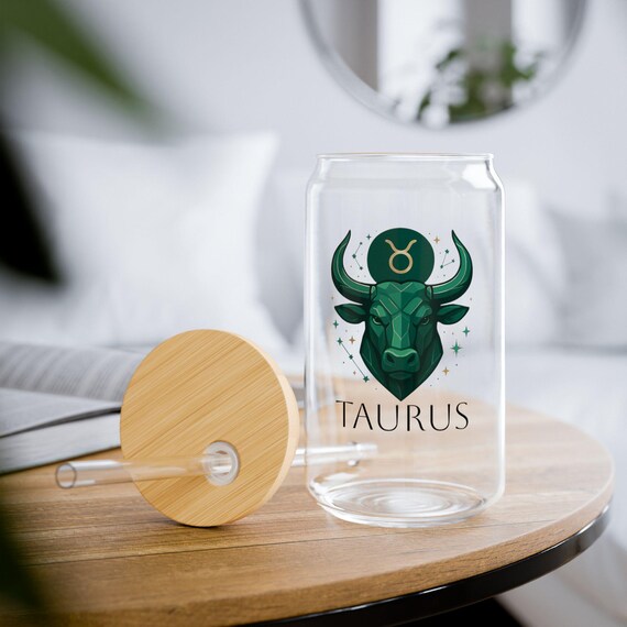 Taurus Sipper Glass, 16oz - Eco-Friendly Drinkware, Personalized Gift, Home Decor, Zodiac Gift, Party Favor