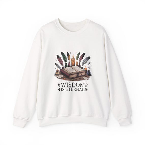 Wisdom Is Eternal Book & Quill Sweatshirt | Reading, Study Aesthetic