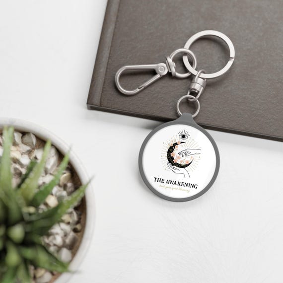 The Awakening crescent moon hands keyring tag | spiritual keychain