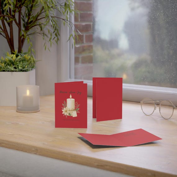 Peace Love Joy Christmas Card personalized names & message greeting card