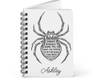 Personalized Charlotte Spider Word Art Notebook | Spiral Bound Journal