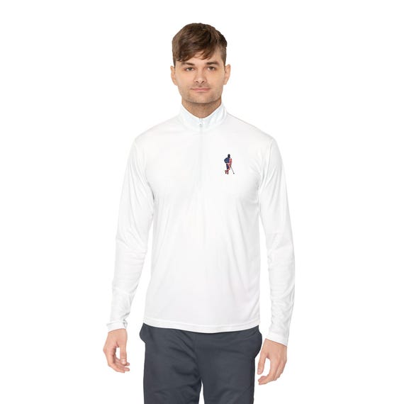 American Flag Golfer Silhouette Quarter-Zip Pullover | Minimal Golf Apparel