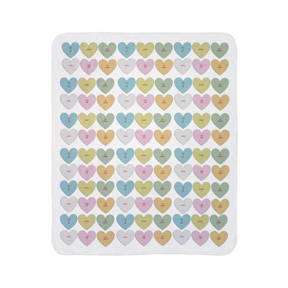 Sweethearts - Candy Hearts - Valentines - Fleece Sherpa Blanket