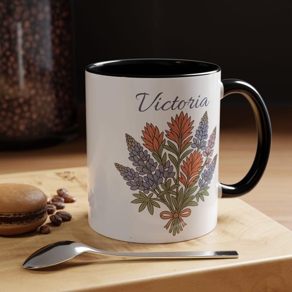 Personalized Name Floral Bouquet Mug | Accent Coffee Mug 11oz 15oz