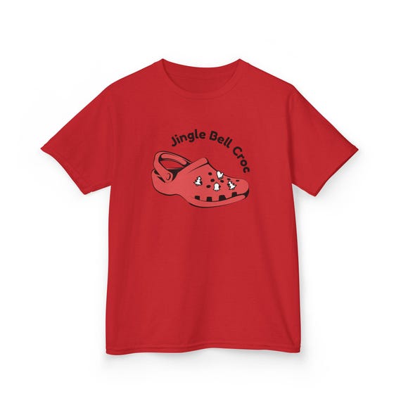 Jingle Bell Croc Cute Holiday Shirt, Christmas Gift for Children, Toddler Party Apparel, Winter Wardrobe Essential, Ornament Design