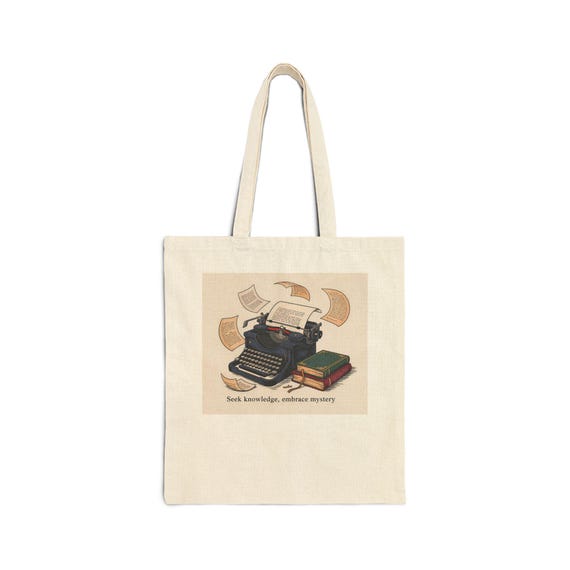 Vintage Typewriter Illustration Tote | Literary Quote Canvas Bag
