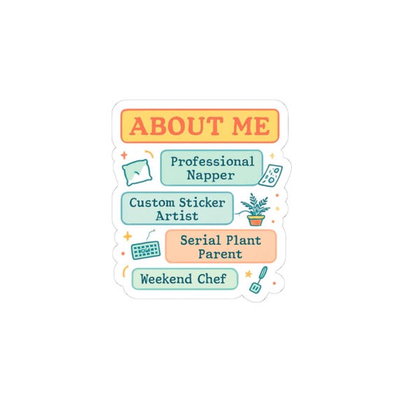 About Me list stickers Kiss-Cut Sticker | Personality labels, planner decal, laptop sticker