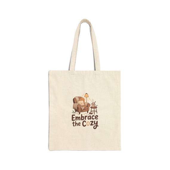 Embrace the Cozy Cotton Canvas Tote Bag | Cozy Armchair Illustration