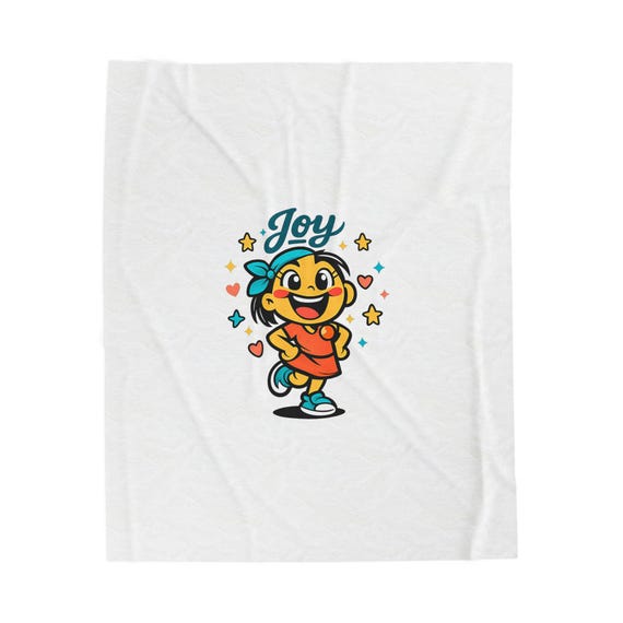 Joy mascot cartoon Velveteen Plush Blanket | bold cartoon, kawaii minimal