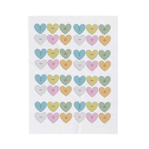 Sweethearts - Candy Hearts - Velveteen Plush Blanket