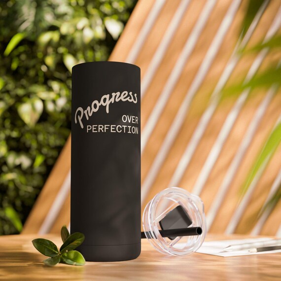 Progress Over Perfection Tumbler, Motivational Travel Mug for On-the-Go, 20oz Drinkware for Graduations, Birthdays, Office Gifts, Self-Care