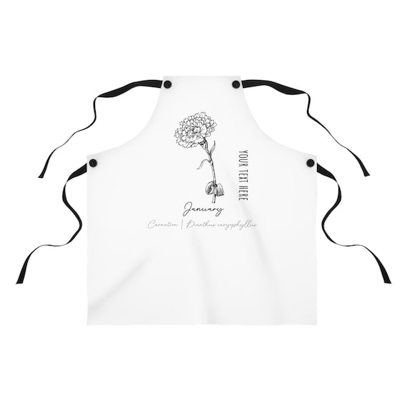 January Carnation Birth Flower Apron | Customizable All-Over Print