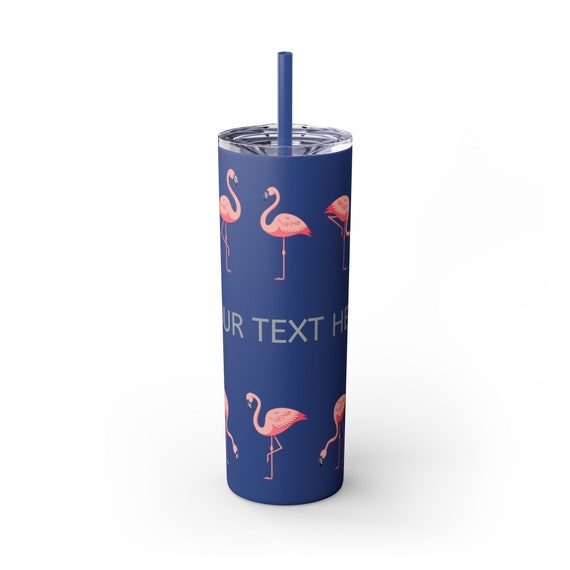 Pink Flamingo - Customizable Skinny Tumbler with Straw, 20oz